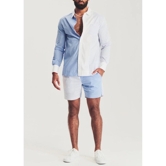 Ser.O.Ya Casual Shirt Teagan Color Block Stripes Cotton Button Up Unisex (M) - Picture 6 of 10